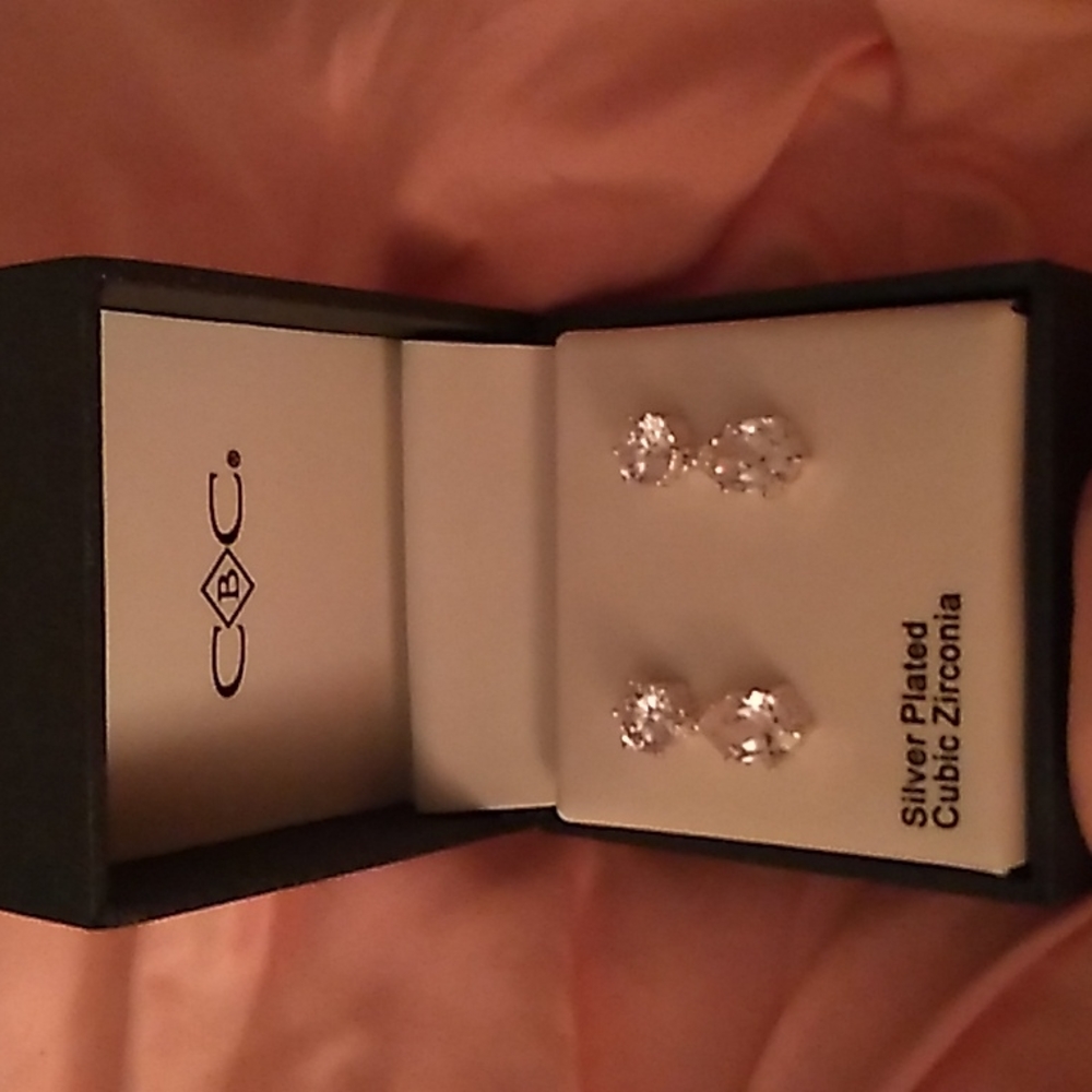 Macy's Cbc Cubic Zirconia Sterling Silver Drop Earrings Pear
